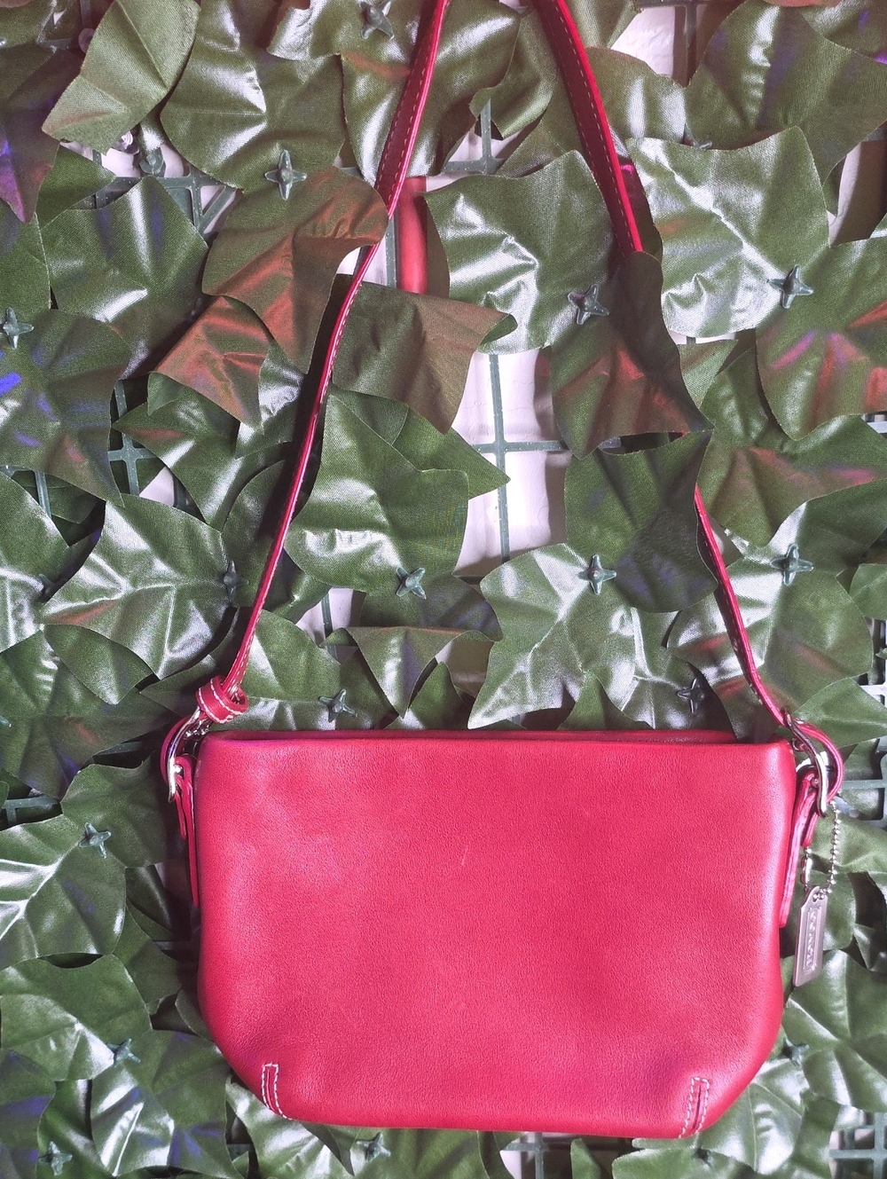 Red Leather Shoulder Bag - Unbranded